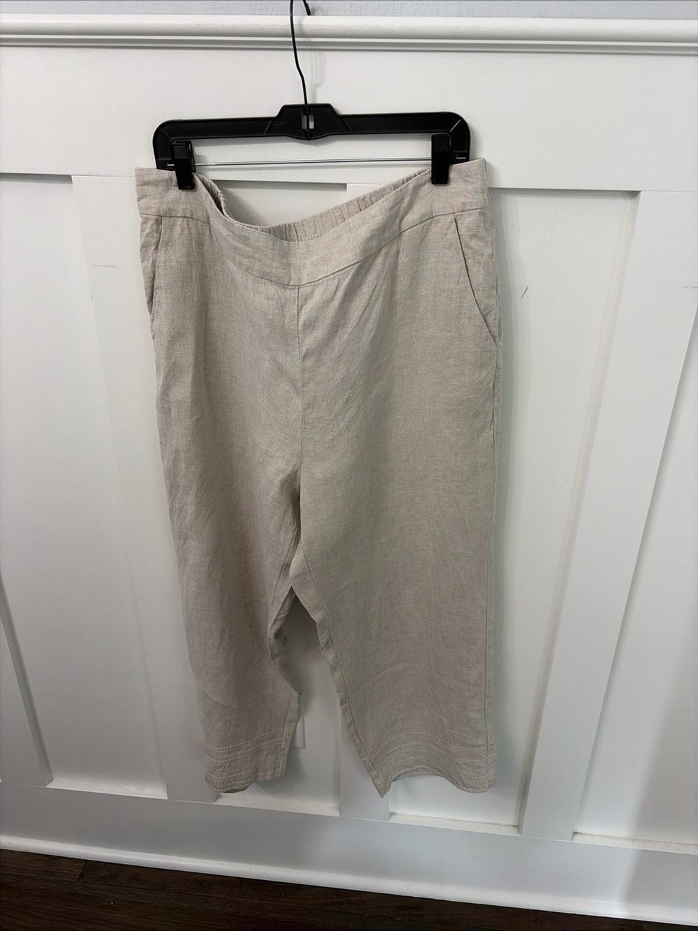 Chico's Natural Beige Elastic Waist Linen Pants size 3 ( US 16)